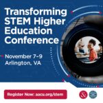 An advertisement with picture of a college classroom and the text "Transforming STEM Higher Education Conference. November 7-9 Arlington, VA. Register Now: aacu.org/stem."