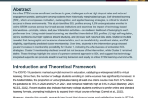The cover image for the report "Self-Directed Learning Profiles and the Influence of Technology-Based Interventions Among STEM Undergraduates"