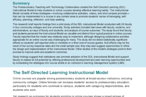The cover page for the brief "Supporting Self-Directed Learning in Online Courses: Findings from a Pilot Study"
